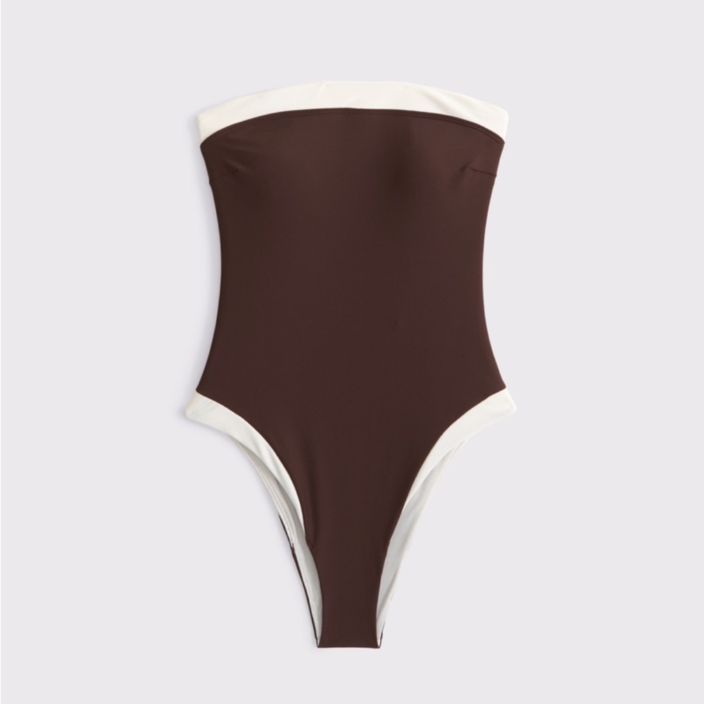 Abercrombie & Fitch Brown and Cream One Piece Swimsuit